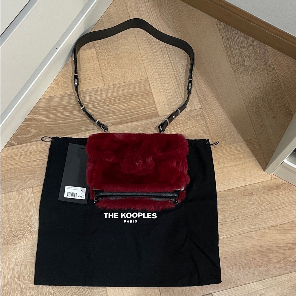 NWT The Kooples Emily Bag Burgundy Fake Fur Limited Edition Very Rare Emily Bag